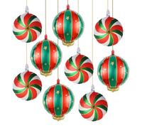 Christmas Party Balloons, 9 Pieces Red Green Gold Theme Decorations, Candy Foil Balloons Hanging Ball Shape - For Home, Party, School, Celebration, Family Meeting, Background