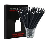 Christmas Party Black Paper Straws, 100Pcs with Recycled Packaging Biodegradable Bulk Drinking Straw Decorations for Everyday, Wedding, Celebration, DIY
