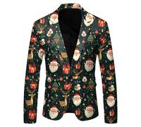 Christmas Party Blazer for Men, Sparkly Sequin Festive Jacket, Ugly Xmas Theme Design for Holiday Events, Dinners, and New Year Celebrations (B-Dark Green, M)