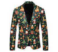 Christmas Party Blazer for Men, Sparkly Sequin Festive Jacket, Ugly Xmas Theme Design for Holiday Events, Dinners, and New Year Celebrations (B-Green, M)