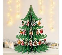 Christmas Party Decorations, Large Paper Honeycomb Christmas Tree with Ornaments Christmas Centerpieces for Tables Home Office Classroom Decor