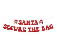 Christmas Party Decorations Red Glitter Santa Secure The Bag Banner Fun X-mas Party Supplies Winter Holiday Hanging Decor Bunting Garland Christmas Party Backdrop Photo Booth Props