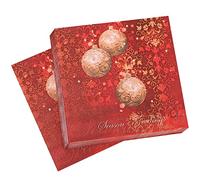 Christmas Party Disposable Paper Napkins 2 Ply Napkins Holiday 33cm x 33cm Cocktail Napkins Serviette for New Year Winter Dinner Party Supplies Decoration, Baubles & Floral Design - Red, 60pcs