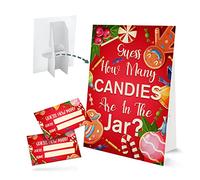 Christmas Party Game - Guess How Many Candies Are In The Jar, One Standing Sign and 50 Game Cards, Christmas Games, Guess How Many Cards, Guess How Many Kisses, CTG006