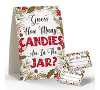Christmas Party Games - Guess How Many Candies Are In The Jar, 1 Standing Sign + 50 Cards, Christmas Party ideas, Guess How Many Kisses Game, Christmas Party Games for Kids / CM007