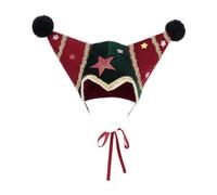 Christmas Party Hat Adult, Double Horn Star Decoration, Gold Trim Novelty | The Double-horn Design Makes You Stand Out From Every Plain Santa Hat At The Party. Star Patches Catch The Light, Gold Trim