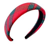Christmas Party Headbands, Red Check Costume Accessory - Wide Padded Headband | for School Holidays Family Reunions, Seasonal Celebrations, Festive Dinner, Wedding, Concert and