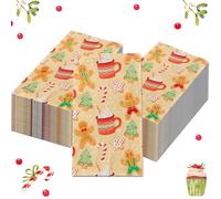 Christmas Party Paper Napkins,40PCS Christmas Paper Serviettes,Christmas Decorations Red Gold Green Paper Napkins,11x20 CM Xmas Napkins oliday Dinner Lunch Christmas Party Supplies (Gingerbread Man)