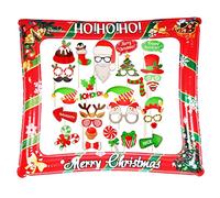 Christmas Party Photo Booth Props Frame, Xmas Photo Booth Frame with 32Pcs Photo Booth Props, Inflatable Selfie Photo Frame for Christmas Decor, Holiday Party, Inflatable Picture Frame Prop