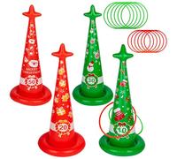 Christmas Party Ring Toss Game Inflatable Fun Christmas Games for Kids Party Toss Game with 12 Rings, Fun Santa Xmas Eve Target Toss Toys Funny Xmas Games for Kids Family Adults Indoor Parties
