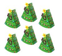 Christmas Party Treat Boxes - Red and Green Cookie Containers in 6 Cartoon Patterns | Funny and Festive Candy Boxes for the Holidays as Table Decorations, Gifting and