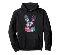 Christmas Patchwork Bunny Whimsical Holiday Pullover Hoodie