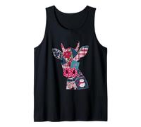 Christmas Patchwork Cow with Snowman Tank Top