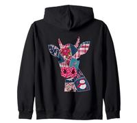 Christmas Patchwork Cow With Snowman Zip Hoodie