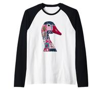 Christmas Patchwork Goose Head Design Raglan Baseball Tee