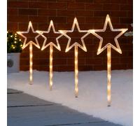 Christmas Path Lights Set Outdoor Star Decorations Flashing LED 4 x 44cm Christow Cream One Size