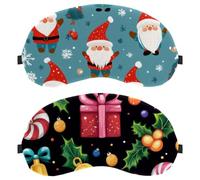Christmas Pattern Bells Candies Holly Leaves 2-Pack Light-Blocking Soft Breathable Blindfold Sleeping Masks