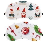 Christmas Pattern Bells Candies Holly Leaves White 2-Pack Light-Blocking Soft Breathable Eye Patch Sleeping Masks