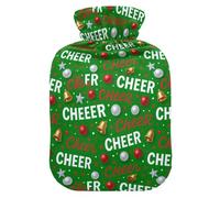 Christmas Pattern Cute Hot Water Bottle with Soft Cover, 1L Hot Compresses for The Body for Neck Shoulder Warmer