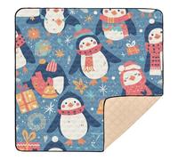Christmas Pattern Cute Penguins Cute Foldable Baby Activity Play Mat for Indoor Outdoor Waterproof Tummy Time Activity Mat for Baby Toddler Infant, 50'' x 50''
