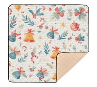 Christmas Pattern Greeting Cute Foldable Baby Activity Play Mat for Floor Water Resistant Padded Baby Mat for Baby Toddler Infant, 50'' x 50''