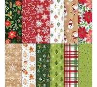 Christmas Pattern Paper Set DIY Craft Decor Scrapbook Specialty Paper 12 Designs 24 Sheets Christmas Sided 15x15cm Collection Decorative for Card Making
