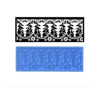 Christmas Pattern Silicone Baking Mat Cake Lace Mould Frame Fondant Molds Cake Decor Tools DIY (Christmas Tree)