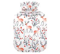 Christmas Pattern with Reindeer_97551_4 Hot Waterbottle with Soft Cover, 1L Water Bags for Tummy Warmer