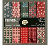 CHRISTMAS Patterned Craft Paper -Vintage Fabrics: 10 Unique Designs with Coordinated Solids on Reverse side, for Card Making, Junk Journals, Mixed Media Art, etc. 30 sheets total