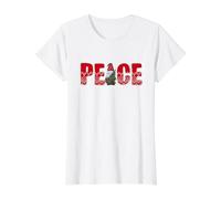 Christmas Peace Gnome Value Graphic T-Shirt, Women, White, S
