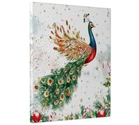 Christmas Peacocks Bird Canvas Prints Wall Art 8 * 12 x1, Xmas Watercolor Snow Wall Art for Living Room, Big Small Vertical Winter Decorative Poster Bedroom Women Men