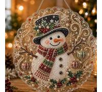 Christmas Pearl Art DIY Diamond Art Painting Hanging Suncatcher Ornament Wreath, 5D Diamond Art Painting, Handmade Xmas Rhinestone Gem Craft Crystal Pearl Bead Kit, DIY Diamond Art and Crafts Kit (D)