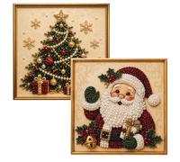 Christmas Pearl Art Kits for Adults with Frame,Relaxing & Beginner-Friendly,DIY 3D Pearl Diamond Painting Kits，Sant Tree：12 * 12in