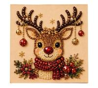 Christmas Pearl Craft Kit Reindeer Santa Home Ornament Bedroom Office Decor | 7.87x7.87x0.59 Inches Beaded Christmas Craft With Santa Reindeer Designs for Desktop Bookshelf Living Room Decoration