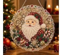Christmas Pearl Diamond Art Hanging Ornament Kit - Pearl Art Kits for Adults,Christmas Pearls Beads Art Craft,Diamond Arts Suncatchers,DIY Christma-s Santa Pearls Bead Painting Kit for Home Wall Decor