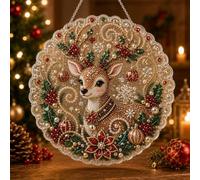 Christmas Pearl Diamond Art Hanging Ornament Kit - Pearl Art Kits for Adults,Christmas Pearls Beads Art Craft,Diamond Arts Suncatchers,DIY Christma-s Santa Pearls Bead Painting Kit for Home Wall Decor