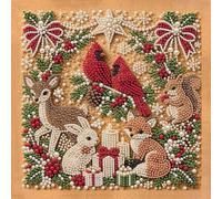 Christmas Pearl Diamond Art Kit with Frame for Adult (Forest Xmas Critters)