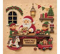 Christmas Pearl Diamond Art Kit with Frame for Adults (Santa Workshop) | Pearl Diamonds Painting Kit | Relaxing Screen-Free Hobby | Ready-to-Hang Framed Art | Ideal Christmas Gift for Craft Lovers