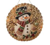 Christmas Pearl Diamond Art Painting Sun Catcher Kit | Pre-Assembled Metal Chain, Acrylic Round Board with Lace Edge,3D Mixed-Size Pearl Bead Craft, Christmas Window and Wall Decor