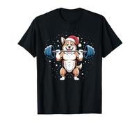 Christmas Pembroke Welsh Corgi Dog Weightlifting Deadlift T-Shirt