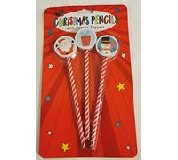 Christmas pencils with eraser toppers pack of 3