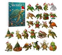 Christmas Pendant - Acrylic 2D Flat Reusable with Sea Turtle Motifs, Countdown Calendar | For Tree Window Wall Friends Adults Teenagers Children Christmas Decoration Fes