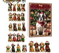 Christmas Pendant Countdown Calendar | 2D Flat Reusable Seasonal - 24 Days Countdown to Christmas Dog Decoration Calendar, for Animal Lovers, Children, Teenagers, Tree, Window, Wall, Fireplace