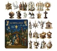 Christmas Pendant Countdown Calendar | Count Down to Christmas 24-Pendant Nativity Calendar - 2D Acrylic Religious Keepsake Collectible for Teens Students Kids Adults Family Friends