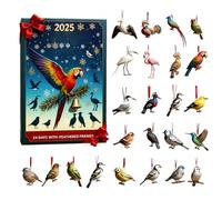 Christmas Pendant Countdown Calendar,Flat Acrylic Seasonal Props | 24-Day Count Down to Christmas Bird Decor Calendar | for Birdwatching Enthusiasts Family Kids Tree Window