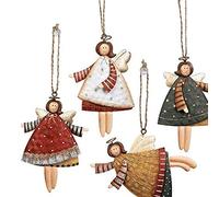 Christmas Pendant Decoration Metal Angel Pendant Snowflake Pattern Pendant Decorations for Pendants Decorations 10 x 10 x 10 cm (4 Pieces)