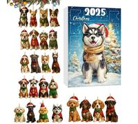 Christmas Pendant for 2D Acrylic Parties - 24 Day Puppy Themed Pendant Calendar - for Adult Friends Teenagers Animal Lovers Tree Window Door