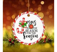 Christmas Pendant Jesus Is The Reason For The Season Xmas Ornament Flat Crafts For Holiday Party Festival