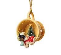 Christmas Pendant Ornaments Personality Ornaments Christmas Tree Indoor Rear View Pendant Stained Glass Window Hangings Small (Yellow, One Size)