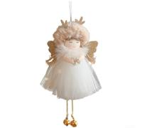 Christmas Pendant Plush Ornament with Deer Antler Hanging Decor Soft Cloth for Tree or Wall Seasonal Holiday Decoration (Khaki)